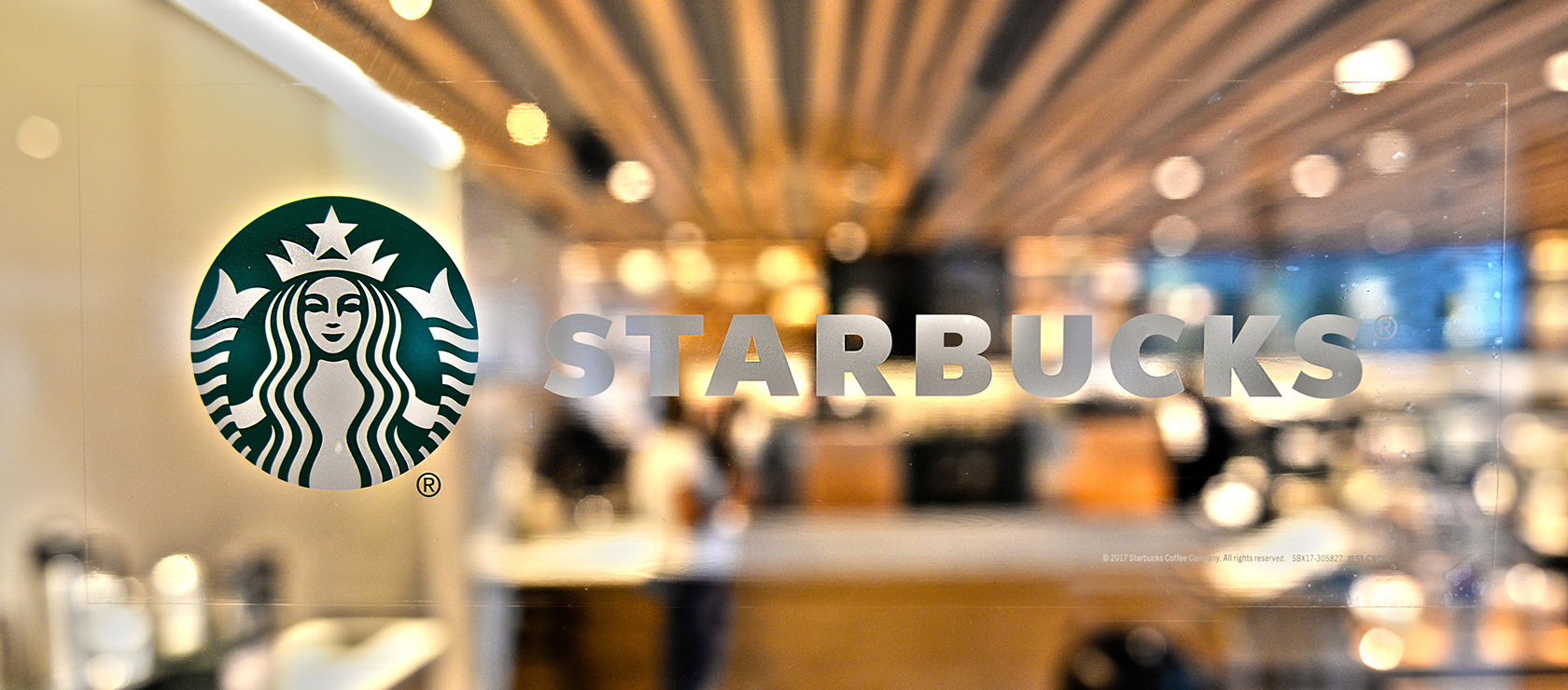 Starbucks logo on the mirror