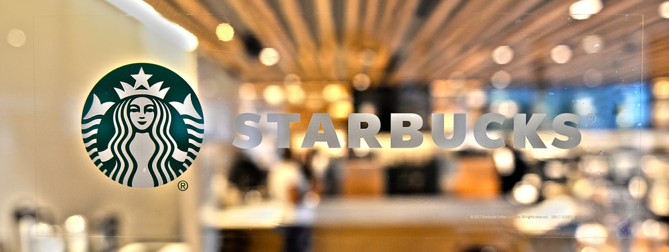 Starbucks logo on the mirror
